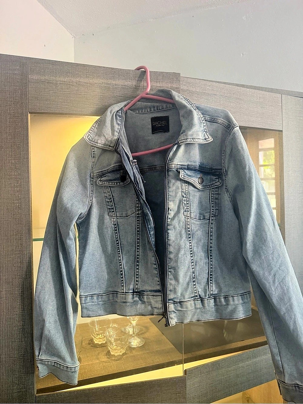 Rachel Roy Denim Jacket in Blue Size Medium Like New